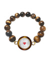 CARPE DIEM BROWN RESIN BRACELET WITH TIGER EYE BEADS & Red Heart - TIME TO LOVE