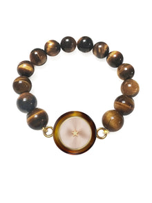  CARPE DIEM BROWN RESIN BRACELET WITH TIGER EYE BEADS