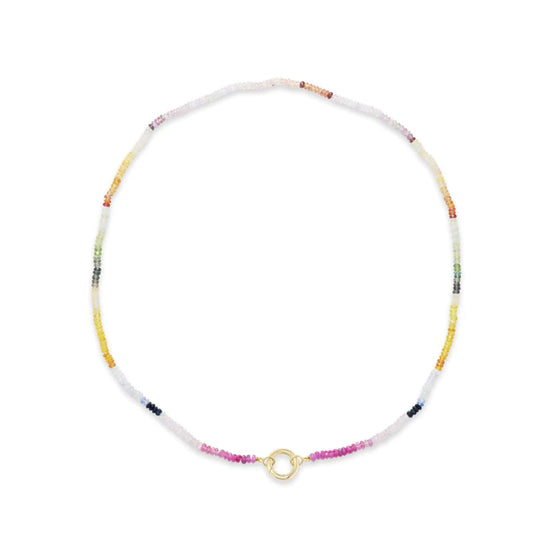 MULTICOLORED SAPPHIRE BEADS NECKLACE