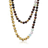 Golden, Red, and Brown Tiger's Eye and Aquamarine Necklace