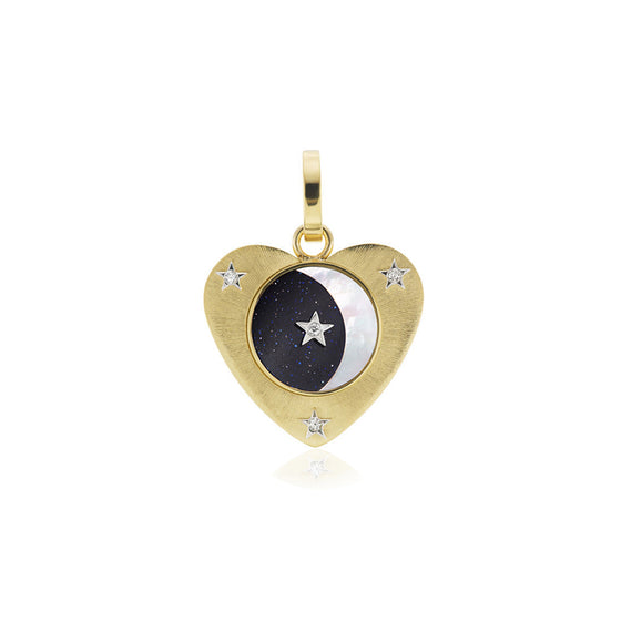 ORA MIDNIGHT MOON MINI HEART CHARM