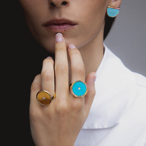 ORA RAINBOW AQUA CHEVALIER RING