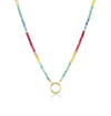 Rainbow Multi Color Sapphire faceted Beaded Necklace with Yellow Gold Clasp