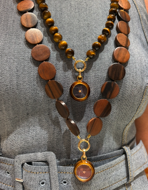 Wooden Disk Bead Necklace