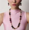 Multicolor Tourmaline Chain Link Necklace With Jumbo Size Beads
