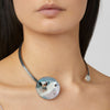 Silver Collar Necklace Wolf at the moon